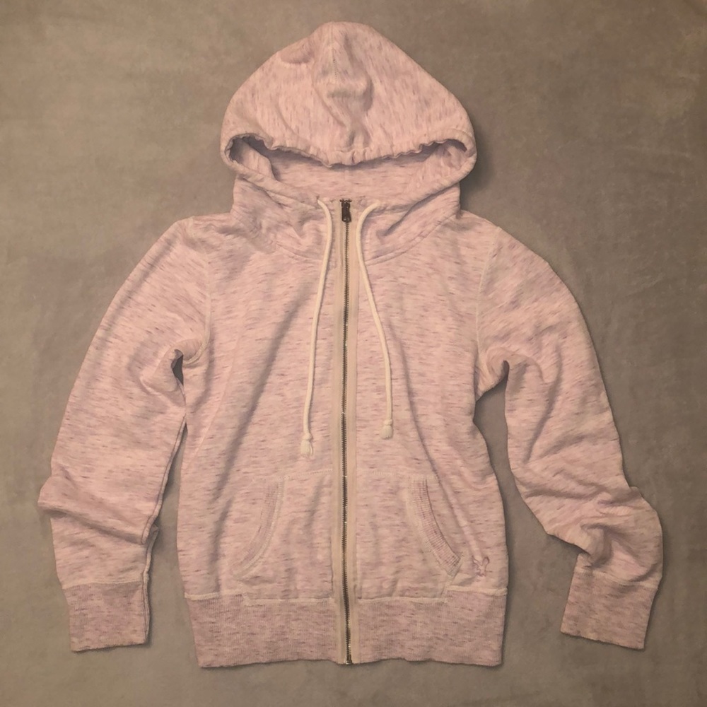 Marled Light Purple & white zip-up hoodie w/ pockets. M
